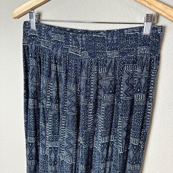 H&M Basic Line Boho Print Navy SOft Knit Joggers Size Large - Picture 3 of 9